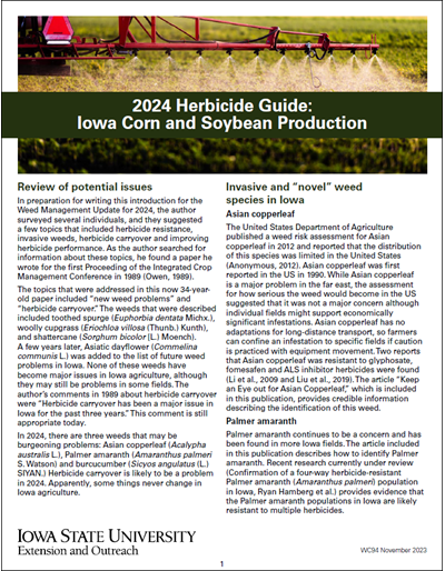 2024 Herbicide Guide: Iowa Corn and Soybean Production