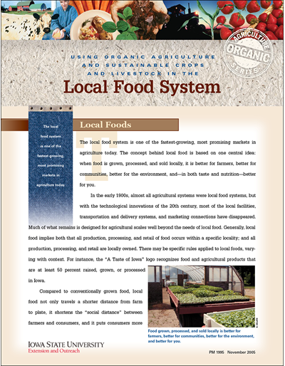 Using Organic Agriculture and Sustainable Crops and Livestock in the Local Food System