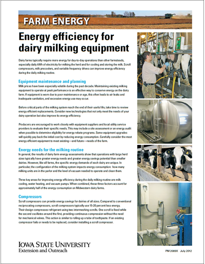 Energy efficiency for dairy milking equipment - Farm Energy