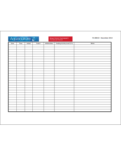 Fish Monitoring Excel Sheet