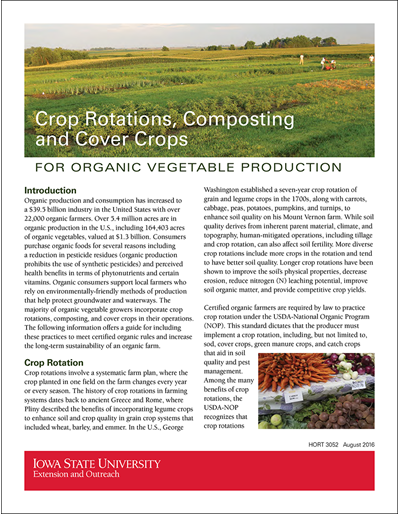 Crop Rotations, Composting and Cover Crops for Organic Vegetable Production