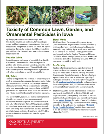Toxicity of Common Lawn, Garden, and Ornamental Pesticides in Iowa