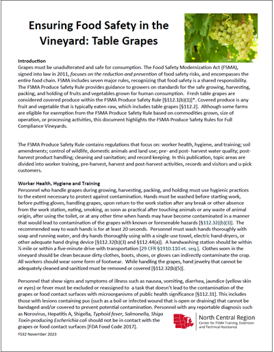Ensuring Food Safety in the Vineyard: Table Grapes