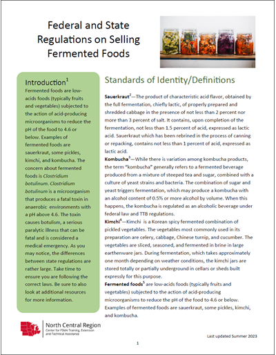 Federal and State Regulations on Selling Fermented Foods