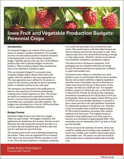 Iowa Fruit and Vegetable Production Budgets: Perennial Crops