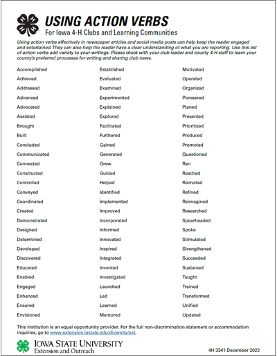 Using Action Verbs   1 F 