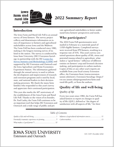 2022 Summary Report - Iowa Farm and Rural Life Poll