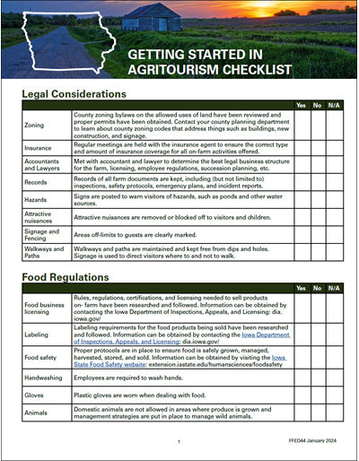 Getting Started in Agritourism Checklist