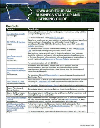 Iowa Agritourism Business Start-up and Licensing Guide
