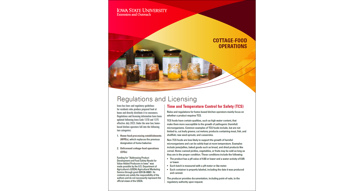 Regulations and Licensing - Cottage Food Operations