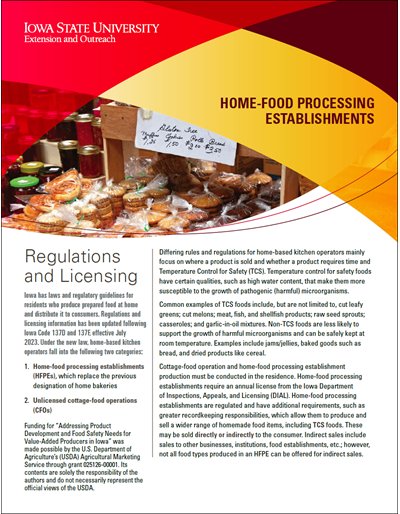 Regulations and Licensing - Home Food Processing Establishments