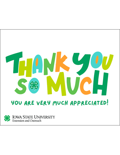 4-H Thank You So Much note cards and envelopes (Unit=Pkg of 25)