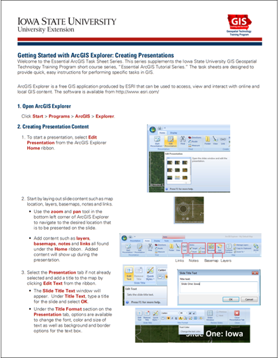 Getting Started With Arcgis Explorer Creating Presentations