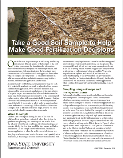 Take a Good Soil Sample to Help Make Good Fertilization Decisions
