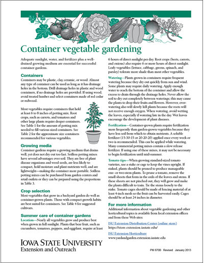 Vegetable Varieties for Container Planting – Arapahoe County Extension