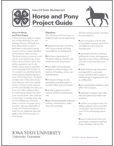 4 h horse and pony project guide youth