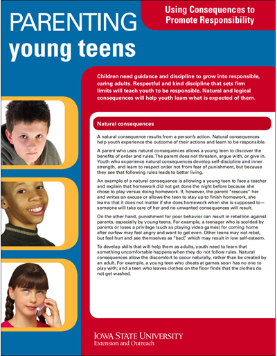 Parenting Young Teens: Using Consequences to Promote Responsibility