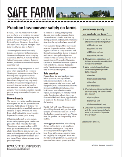 Practice lawnmower safety on farms -- Safe Farm