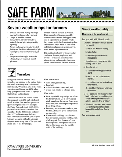 Severe weather tips for farmers -- Safe Farm