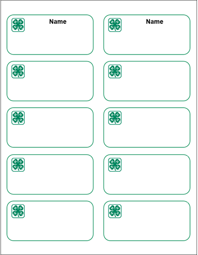 4 H Name Tag Sticker Template