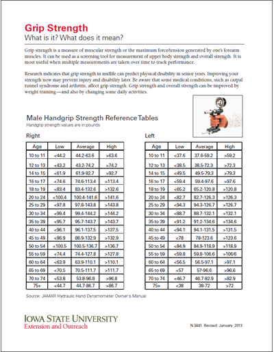 Grip Strength Test Chart